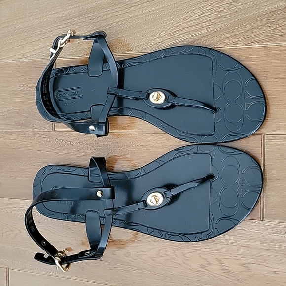 Coach Shoes Coach Pier Style Black Sandals Gold Hardware 8 Poshmark
